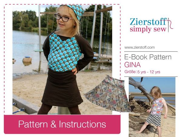 GINAs jersey skirt pattern, sizes 110 – 152 / 5-12 yrs.