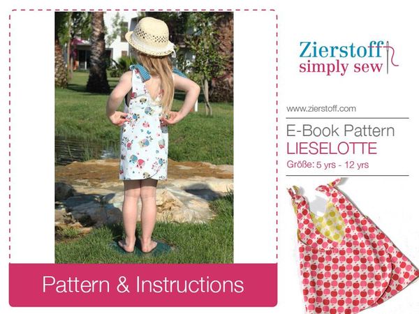 LIESELOTTEs dress pattern, sizes 110-152 / 5-12 yrs.