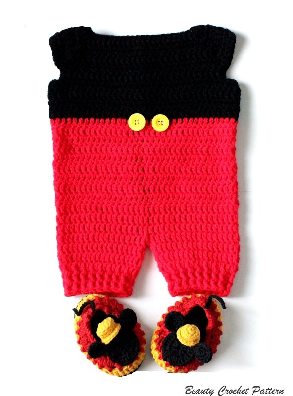 Crochet Baby Patterns Mickey Romper and Shoes, Mickey Baby Boy Crochet Set Pattern - Image 4