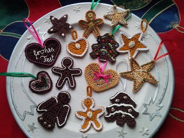 gehäkelte Weihnachtskekse