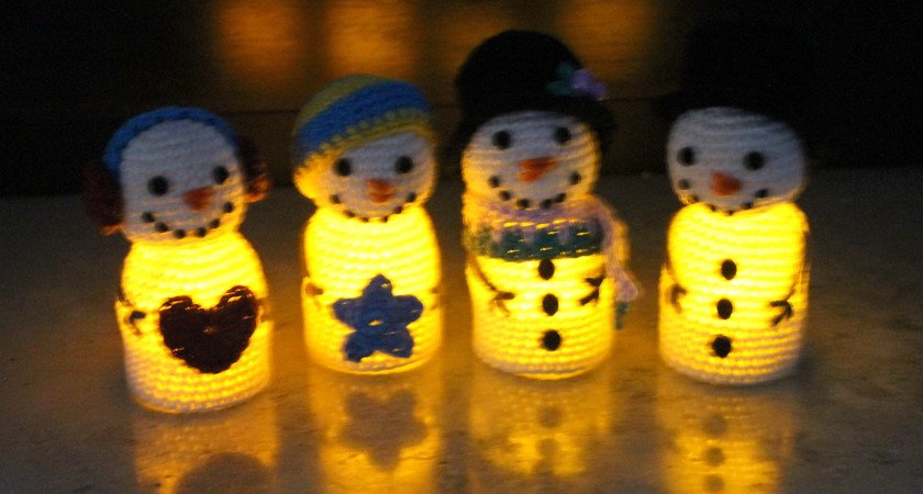 Glowing snowmen 4 different ways