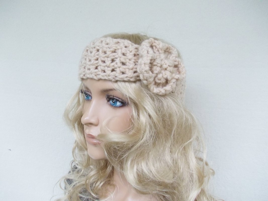 crochet a headband "smile" with a nice flower, for women, men (without the flower) and kids - Image 2