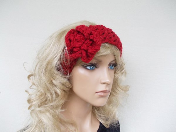 crochet a headband "smile" with a nice flower, for women, men (without the flower) and kids