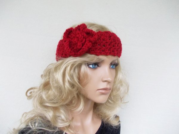 crochet a headband "smile" with a nice flower, for women, men (without the flower) and kids