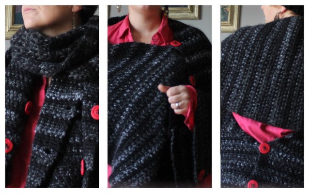 3in1 Poncho-Schal mit selbst gemachten Knöpfen