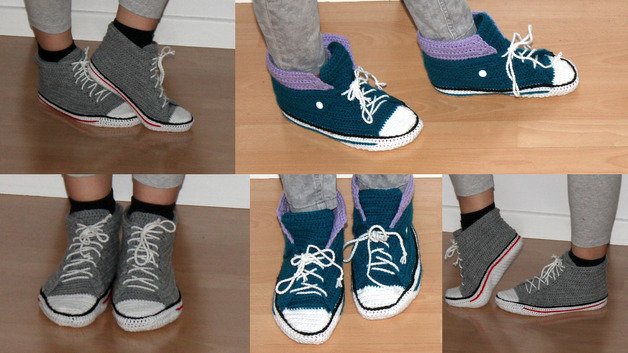 crochet sneakers in two different ways for adults uk size 3,5 - 12 us size 4- 12 crochet pattern - Image 3
