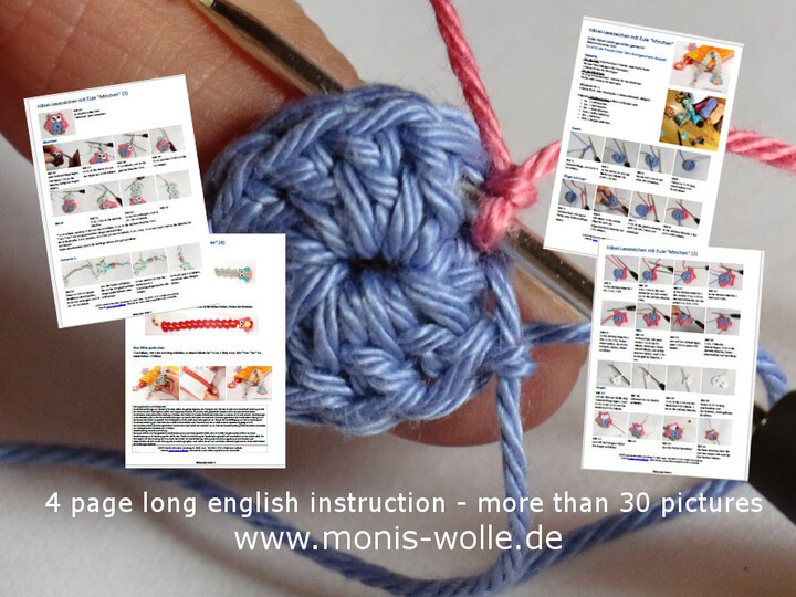 Crochet instruction - Bookmark owl "Minchen" gift idea