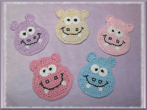 Häkelanleitung Applikation Lustiges Nilpferd