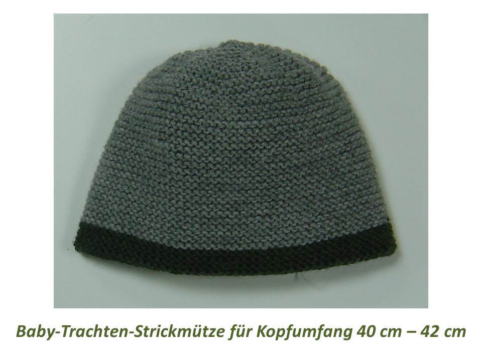 Gestrickte graue Babymütze mit dunklem Rand