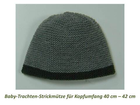 Baby-Trachten-Strickmütze für 40 cm - 42 cm Kopfumfang