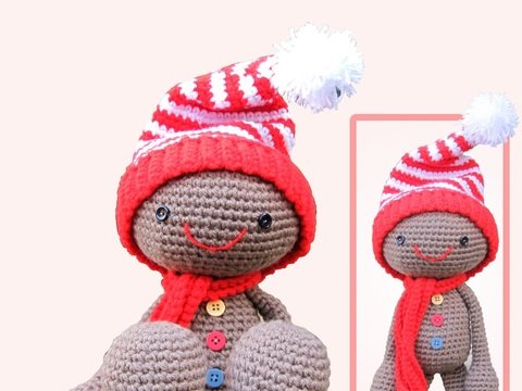 Hab-mich-lieb-Lebkuchen-Mann, Amigurumi Häkelanleitung