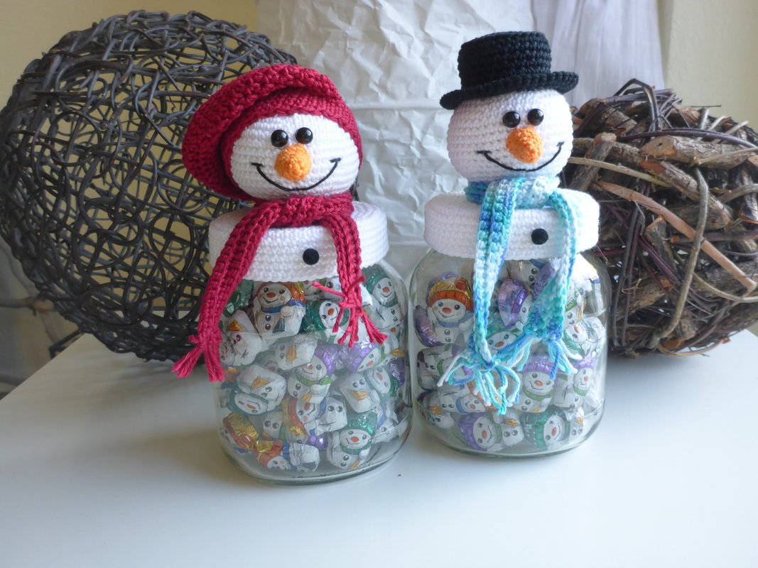 Häkelanleitung Schneemann Bonbonglas - Bild 4