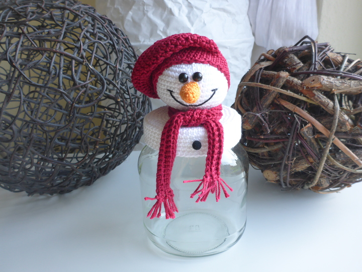 Häkelanleitung Schneemann Bonbonglas