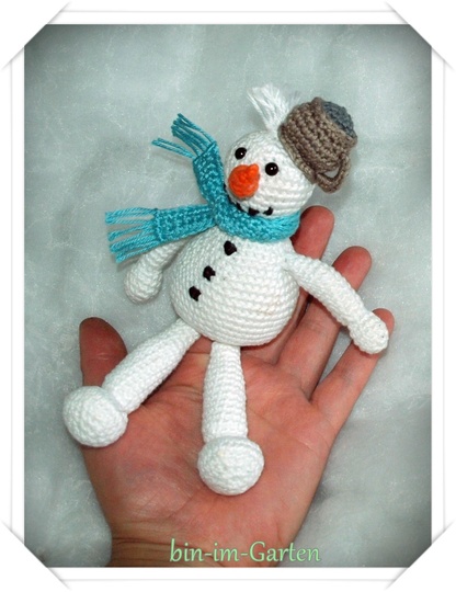 Fingerpuppe Schneemann - Häkelanleitung