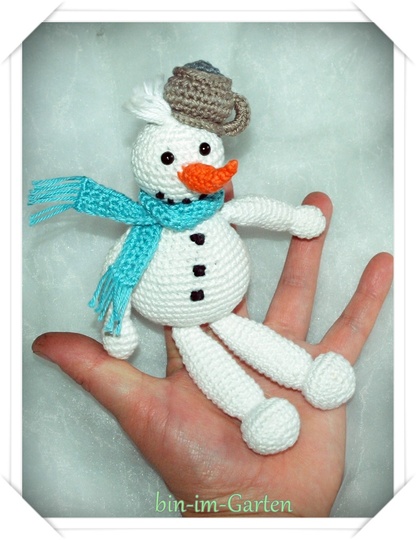 Fingerpuppe Schneemann - Häkelanleitung
