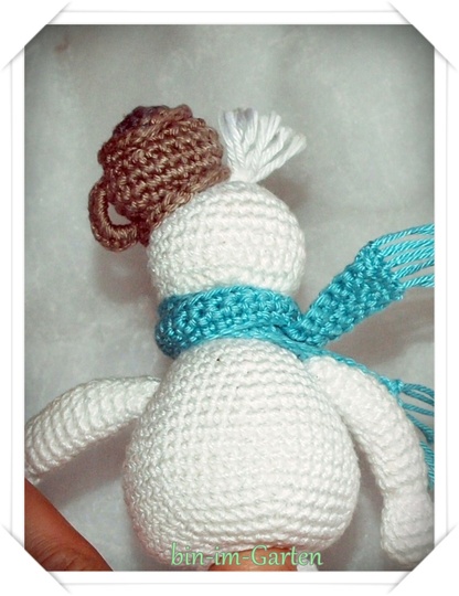Fingerpuppe Schneemann - Häkelanleitung