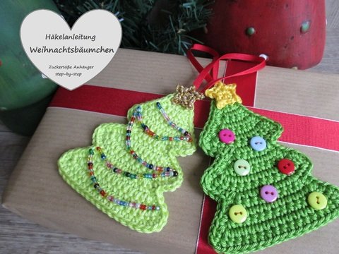 Häkelanleitung für Anhänger Weihnachtsbäumchen