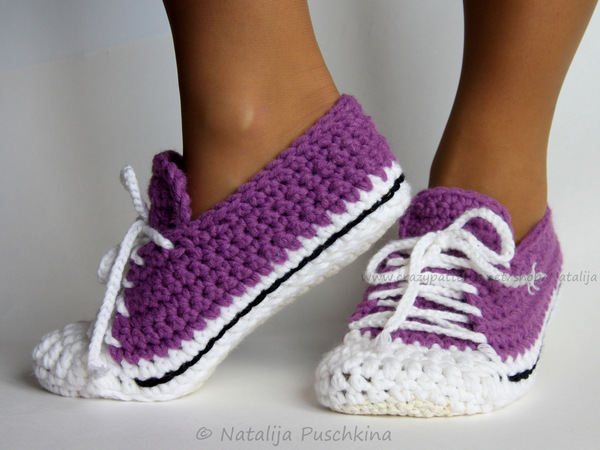 Quick and Easy crochet pattern - shoes (home sock) "Sport" Size US: 4-14; Size UK: 1,5-10.