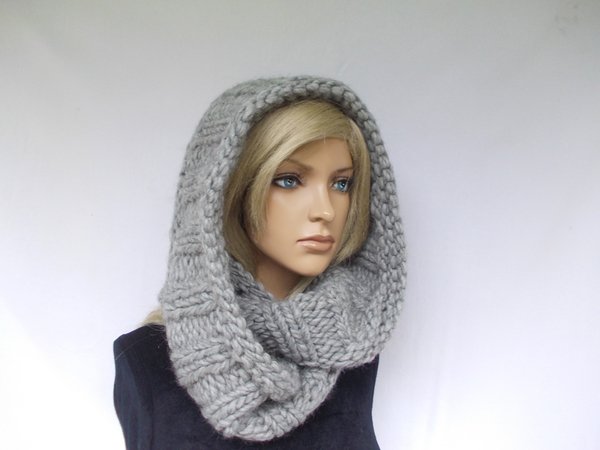 chunky slouchy knit scarf, circle shawl, knit pattern, unisex