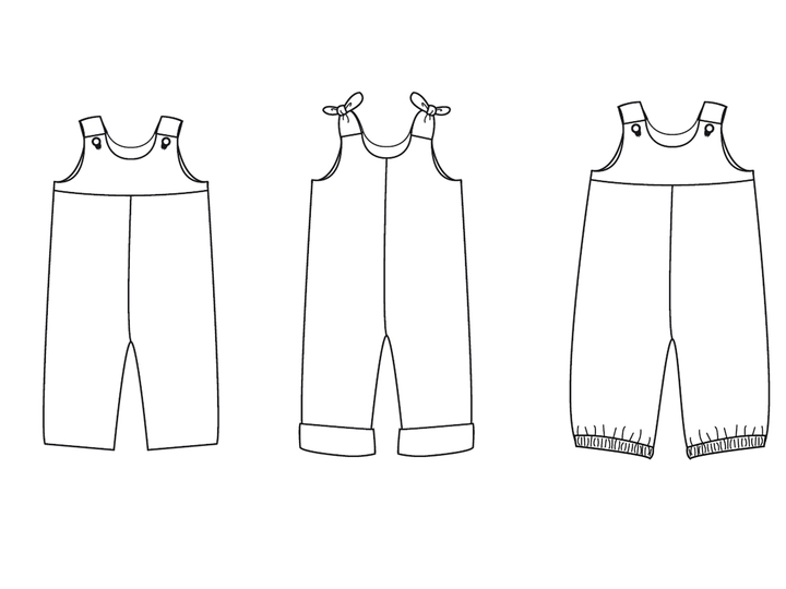 Baby Jumpsuit Sewing Pattern PDF BOBBY - Unisex Overall & Long Pants Design