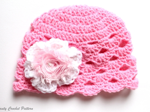 Crochet Girls Hat With Flower 