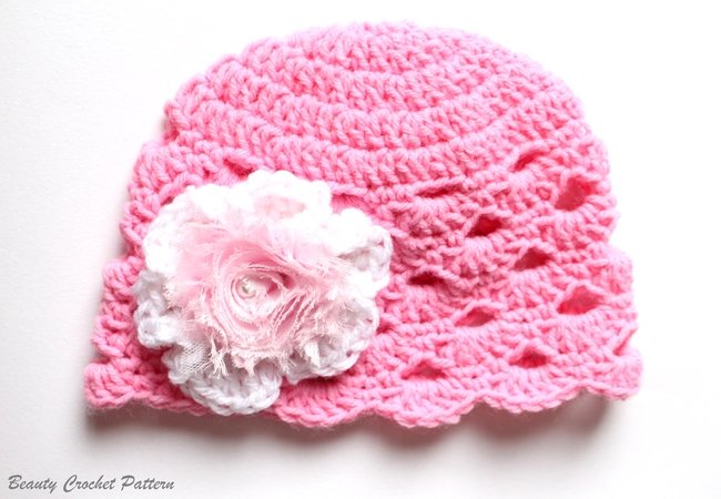 Crochet Girls Hat With Flower 