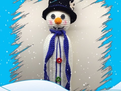 Häkel-Anleitung Flaschenhülle "Schneemann"