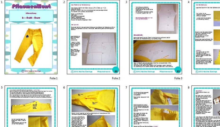 E-Book einfache Kinderhose 6 - Naht - Hose Gr. 128 -170 Schnittmuster mit Nähanleitung