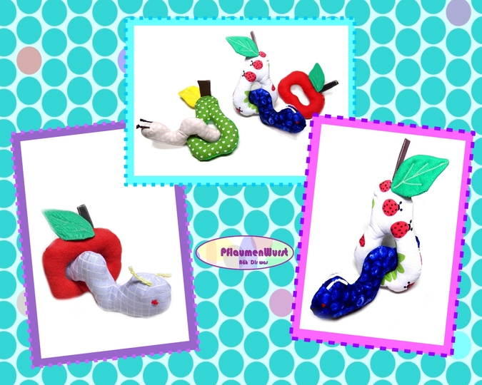 E-Book Greifling Rassel Apfel Birne Wurm Erntezeit Babyspielzeug Nähanleitung mit Schnittmuster