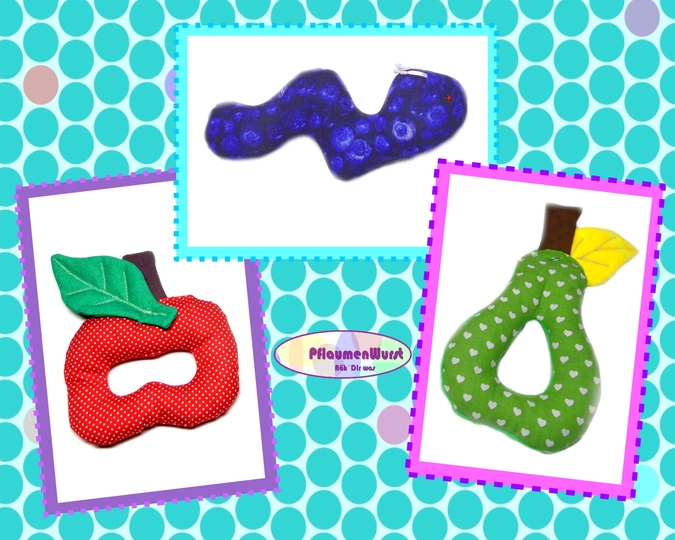 E-Book Greifling Rassel Apfel Birne Wurm Erntezeit Babyspielzeug Nähanleitung mit Schnittmuster