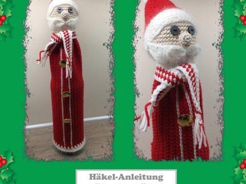 Häkel-Anleitung Flaschenhülle "Nikolaus"