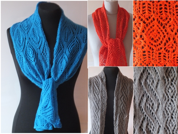 Sparset / 3 Strickanleitungen Schals Lace Lochmuster
