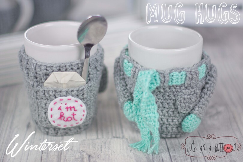 Cute as a button Mug Hug Winterset Häkelanleitung
