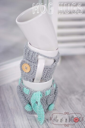 Cute as a button Mug Hug Winterset Häkelanleitung