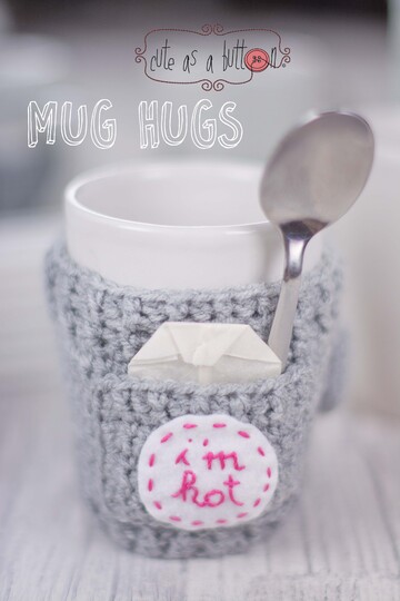 Cute as a button Mug Hug Winterset Häkelanleitung