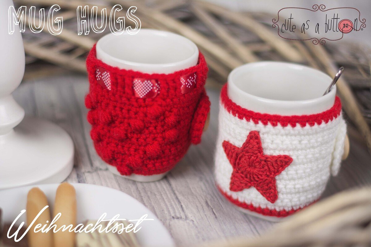 Cute as a button Mug Hug Weihnachtsset Häkelanleitung