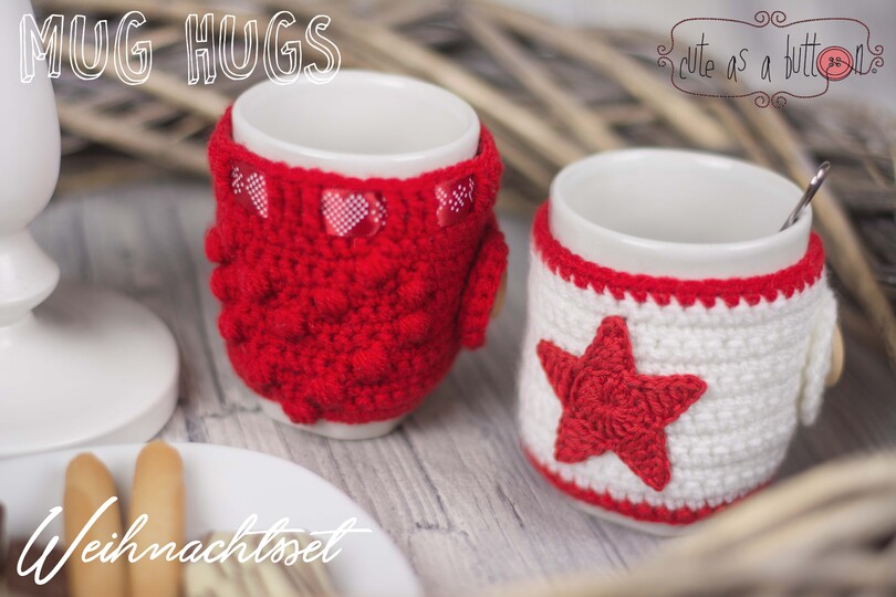Cute as a button Mug Hug Weihnachtsset Häkelanleitung