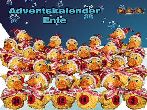 Adventskalender Ente, die Ente als Geschenkverpackung - gehäkelt von Dadade 