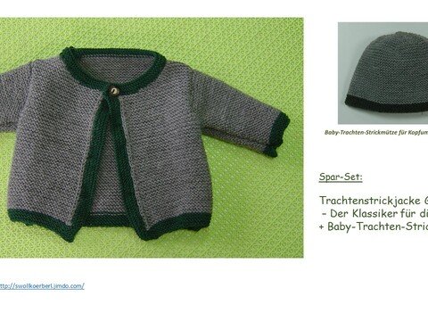 Strickanleitung Set BABY-TRACHTENJACKE KLASSIKER plus Mütze