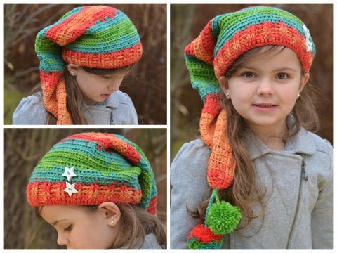 - COLORFINA -  Zipfelmütze, Elfenmütze für alle Größen anzupassen, Weihnachten, Nicolaus