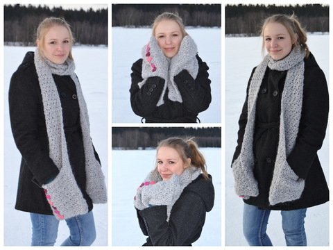 - MALEIKA - Taschenschal, Schal mit Taschen und Herzapplikation Häkelanleitung für alle Größen