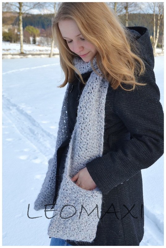 - MALEIKA - Taschenschal, Schal mit Taschen und Herzapplikation Häkelanleitung für alle Größen - Bild 4