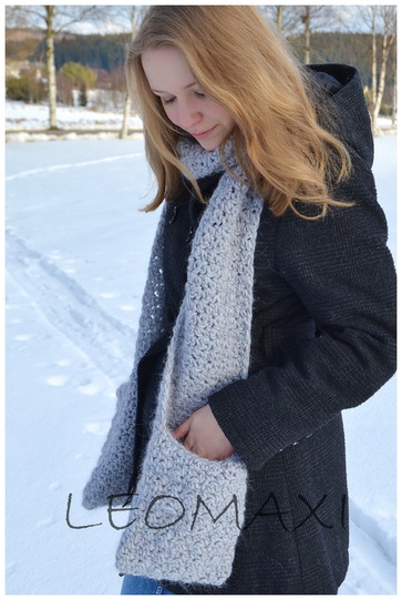 - MALEIKA - Taschenschal, Schal mit Taschen und Herzapplikation Häkelanleitung für alle Größen