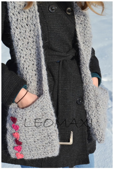 - MALEIKA - Taschenschal, Schal mit Taschen und Herzapplikation Häkelanleitung für alle Größen