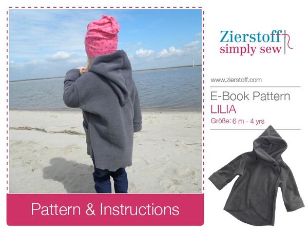 LILIAs jacket (with a flower) pattern, sizes 62-104 / 6 mo. – 4/5 yrs.