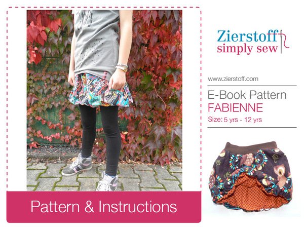 FABIENNEs balloon skirt pattern, sizes 110-152 / 5-12 yrs.