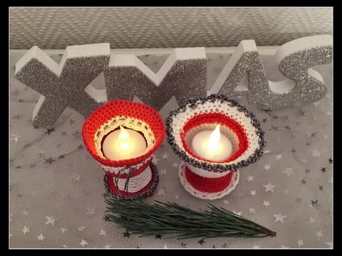 Häkelanleitung weihnachtliche Teelichthalter