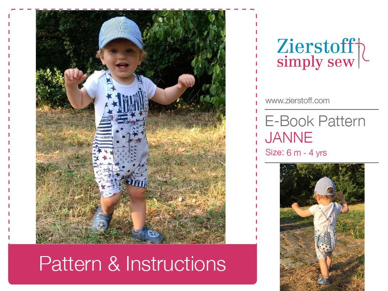 JANNEs trouser suit / overall pattern, sizes 62-104 / 6 mo. – 4/5 yrs.