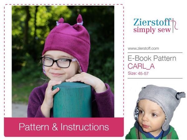 Carl & CARLAs winter hat pattern, sizes 45-57 / 3 mo.– 14 yrs. – incl. 2 pattern variations