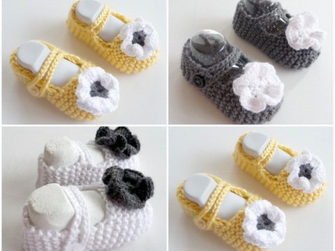 Babyschuhe stricken - Ballerinas mit Blume Strickanleitung für Anfänger und Wiedereinsteiger - No.53